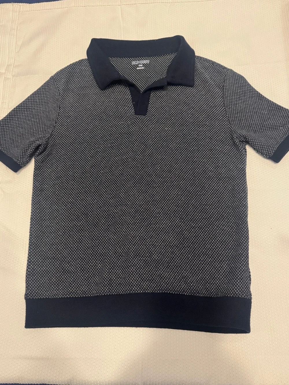 Old Navy Navy & White Short-Sleeve Textured Polo Size 8B